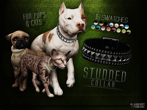 Blahberry Pancake's Studded Collar for Cats and Dogs | Sims pets, Sims ...