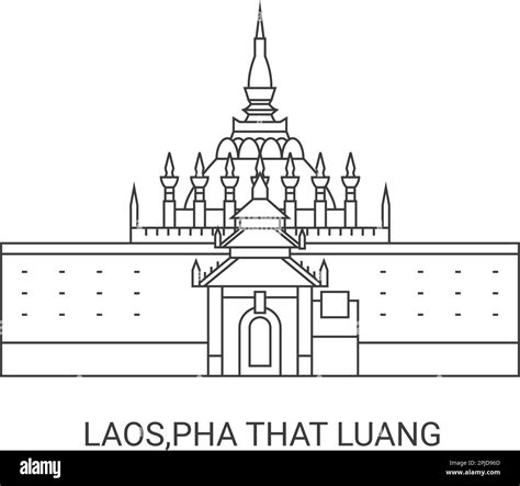 Laos, Pha That Luang, travel landmark vector illustration Stock Vector ...