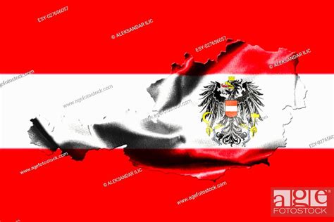 Map of Austria with national flag isolated on Austrian Flag background ...