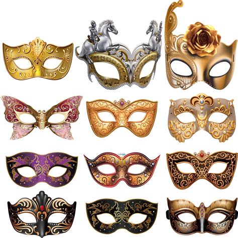 Buy BluluBlulu 12 Pcs Mardi Gras Masquerade Paper Masquerade s Carnival ...