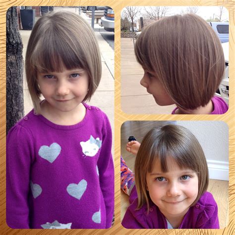 Short hairstyle for little girl with bangs Kids Bob Haircut, Bob Haircut For Round Face, Blonde ...