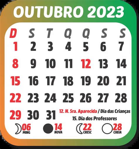 Outubro 2023 Calendário - Imagem Legal