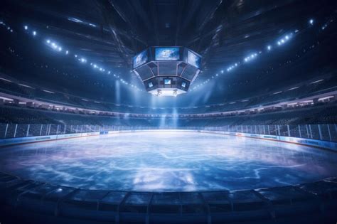 Premium AI Image | hockey arena inside at night with lights PostProduction