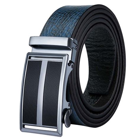 Hi Tie Cowhide Real Leather Fashion Belt for Men Blue Luxury Soft ...