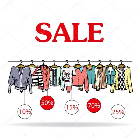 Vector illustration with sale of women's clothing — Stock Vector ...