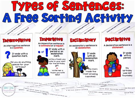 Types of Sentences: A Free Sorting Activity | Crafting Connections