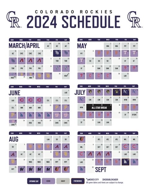 Colorado Rockies 2024 Schedule Printable - Viva Alverta