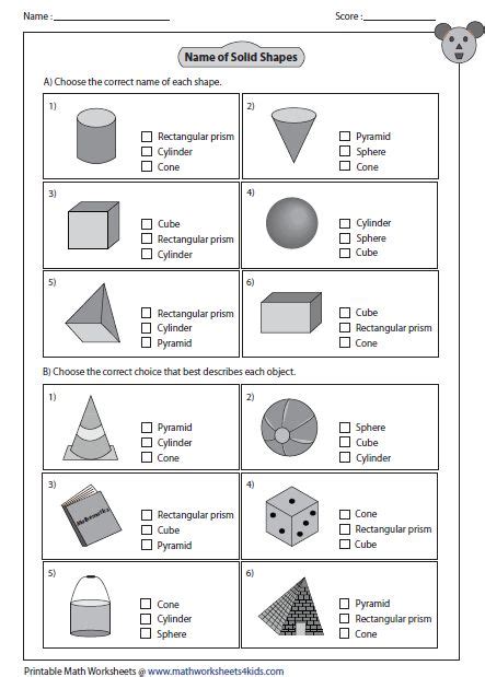 Solid 3D Shapes Worksheets | 3d shapes worksheets, Shapes worksheets ...