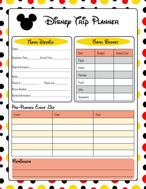 Disney World Itinerary Template Download | Example Calendar Printable