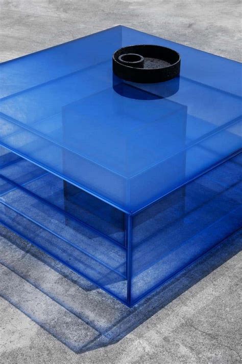 Blue Glass Clear Transition Color Coffee Table by Studio Buzao ...