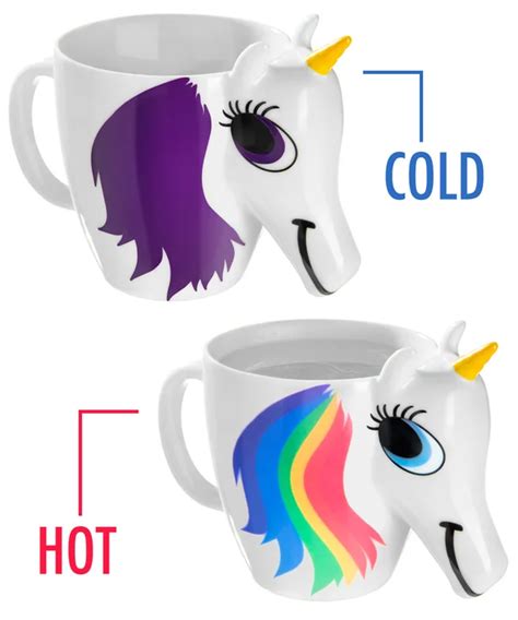 Unicorn Color Changing Mug: Add a hot liquid to reveal a rainbow mane.