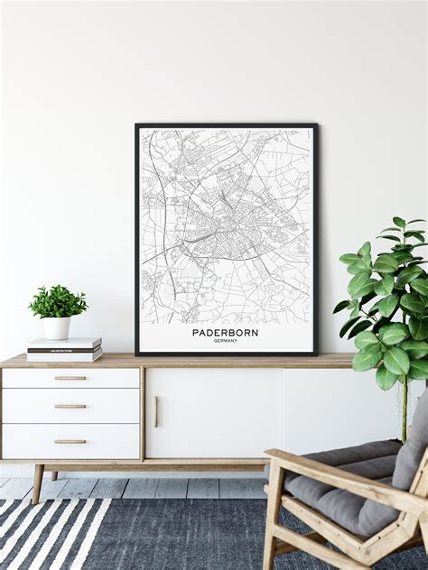 Paderborn Map Print City Map Prints Paderborn Map City | Etsy