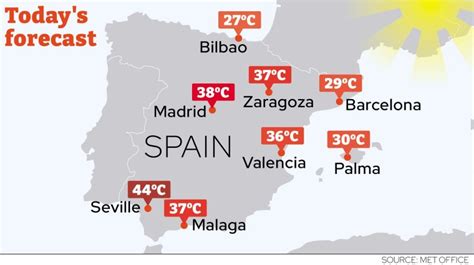 Spain heatwave map: Latest weather forecast and how hot it will be ...