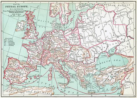 Feudal Europe Map. Drawing by Granger - Fine Art America