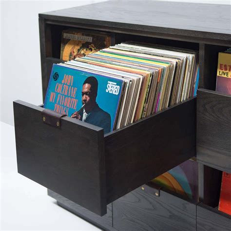 Dovetail Vinyl Record Storage Cabinet in Solid Natural Walnut with 3 Drawers | Vinyllagerung ...