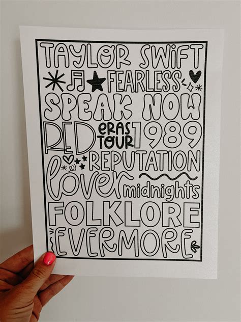 Taylor Swift Eras Tour Coloring Sheets - Etsy Denmark