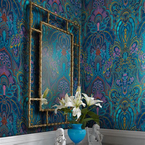 Damask Dangereuse by Laurence Llewelyn-Bowen - Blue - Wallpaper ...