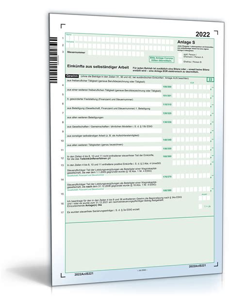 Anlage S 2022 | Steuerformular zum Download