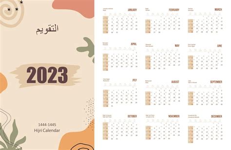 Premium Vector | Hijri islamic and gregorian calendar 2023 From 1444 to ...