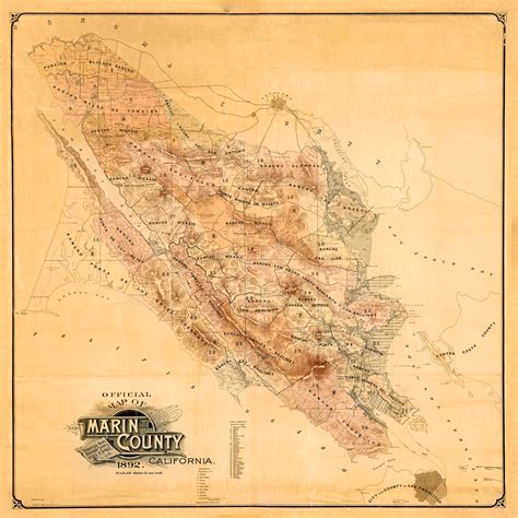 Official Map of Marin County, California - Art Source International