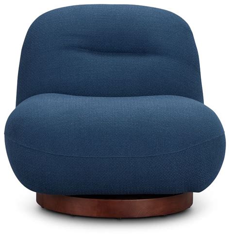 Aaliyah Dark Blue Fabric Swivel Accent Chair