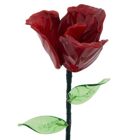 Murano Glass Flowers | Murano Glass Red Rose Flower On A Stem