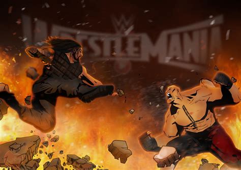 Roman Reigns vs Brock Lesnar - Wrestlemania 31 by sentryJ on DeviantArt