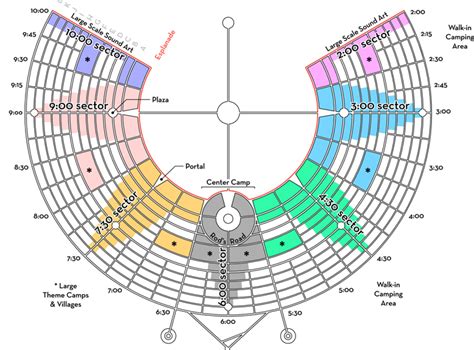 BRC Registered Placement Sectors & Streets | Black rock city, Burning man festival, Giant clock