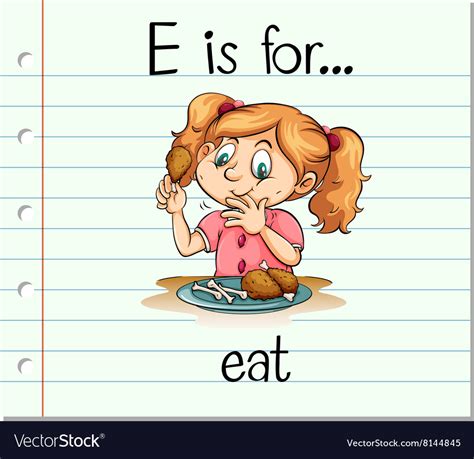 Flashcard letter e is for eat Royalty Free Vector Image