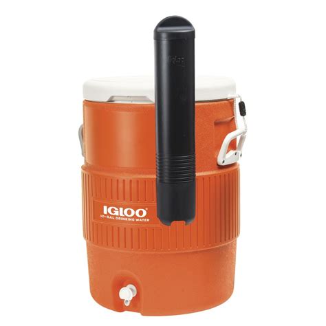 Igloo 10 Gallon Water Jug with Cup Dispenser, Orange - 17 1/4"L x 15 81/100"W x 22 13/100"H