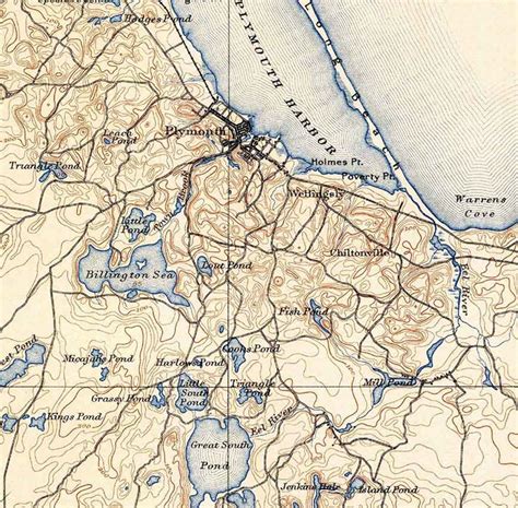 1889 Topo Map of Plymouth Massachusetts Quadrangle - Etsy