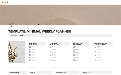 MINIMAL WEEKLY PLANNER | Notion Template