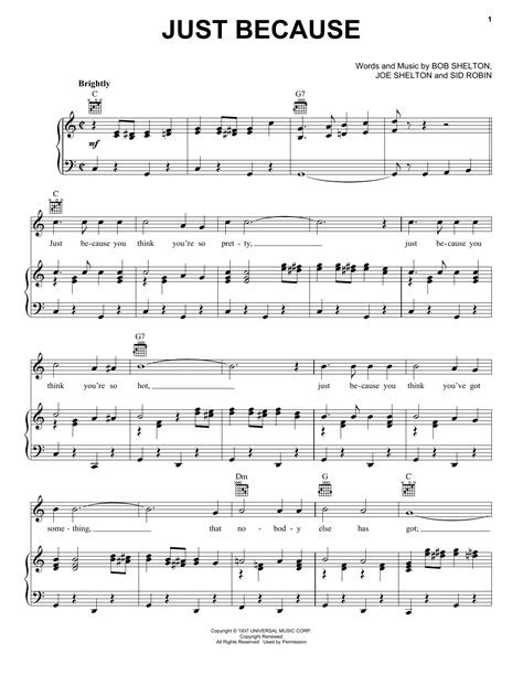 Frankie Yankovic "Just Because" Sheet Music Notes | Download Printable PDF Score 77005