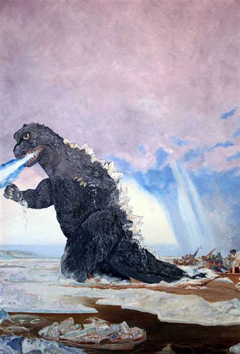 Godzilla Crossing the Delaware Painting by Ken Vrana | Saatchi Art