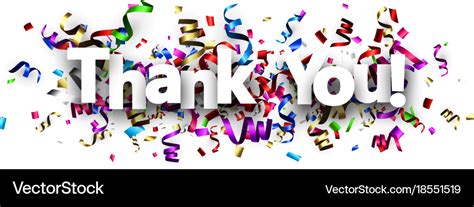 Thank you banner with colorful serpentine Vector Image