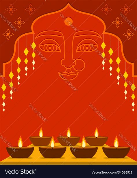 Wallpaper diwali festival with lakshmi face Vector Image