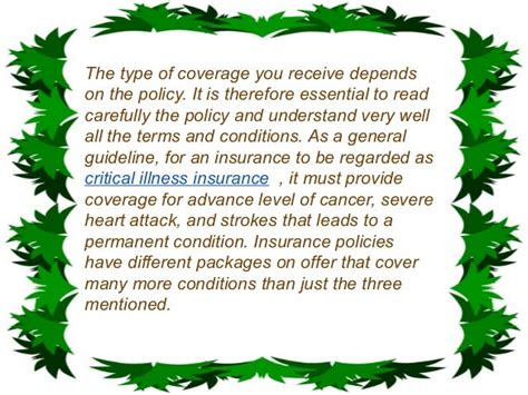 Critical illness insurance coverage