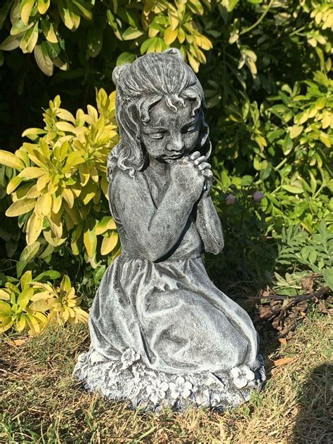 Stone Garden Cute Praying Girl Large Statue Ornament - Etsy