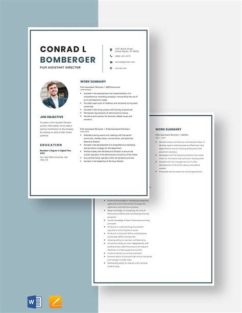 Film Assistant Director Resume in Word, Pages - Download | Template.net