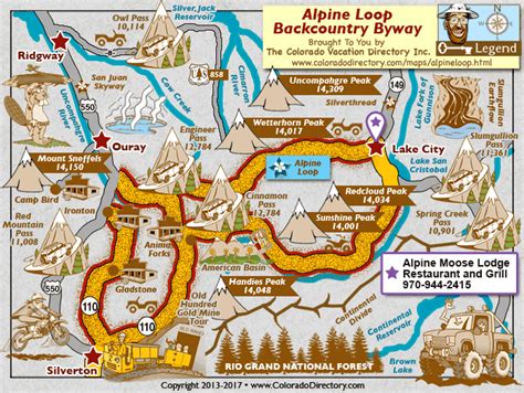 Alpine Loop Backcountry Scenic Byway Map | Colorado Vacation Directory