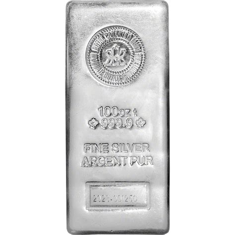 2023 100 oz. RCM Silver Bar - Royal Canadian Mint .9999 Fine [SILVER-Bar-100oz-RCM-CY] - Liberty ...