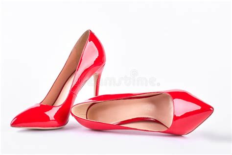 Classic Red Shoes on High Heels. Stock Image - Image of isolated, high ...