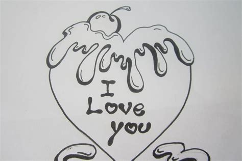 How To Draw A Valentine Heart With Chocolate Letters I LOVE YOU | I love you drawings, Valentine ...