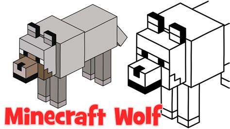 How to draw Minecraft Wolf step by step easy drawing for kids and ...