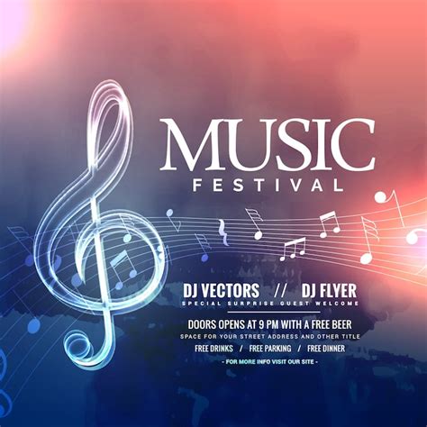 Design de convite do festival de música com notas | Vetor Grátis