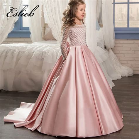 Eslieb Lace Flower Girl Dresses for Weddings 2017 Pink Kids Evening Dress Holy Communion Dresses ...