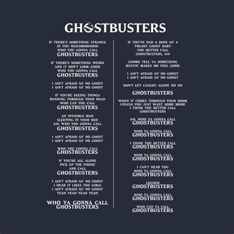 Ghostbusters Lyrics - 80s - T-Shirt | TeePublic