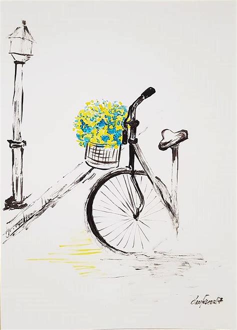 Bicycle Watercolor Painting on Paper Original Painting by Elena Ganeva ...