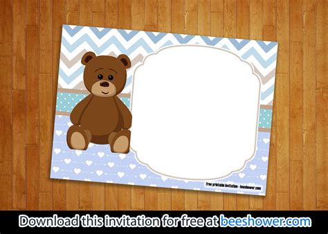 Free Printable Teddy Bear Baby Shower Invitations Template | FREE ...