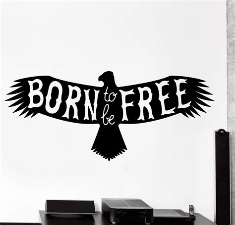 Wall Vinyl Decal Eagle Symbol Of Freedom Born To Be Free Home Interior Decor Unique Gift z4257 ...